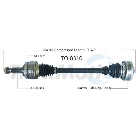 Surtrack Axle Cv Axle Shaft, To-8310 TO-8310